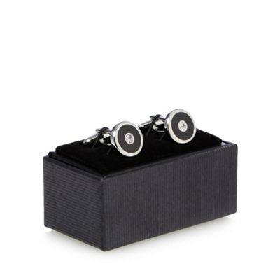 The Collection Silver crystal circular cufflinks in a gift box